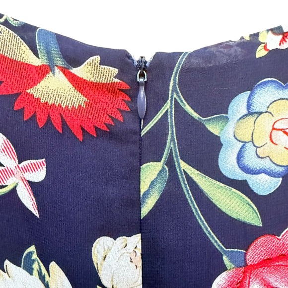 Betsy Johnson Dress Bambi Garden Floral Mini Navy Wide Bell Sleeves Babydoll 4 - Picture 5 of 9